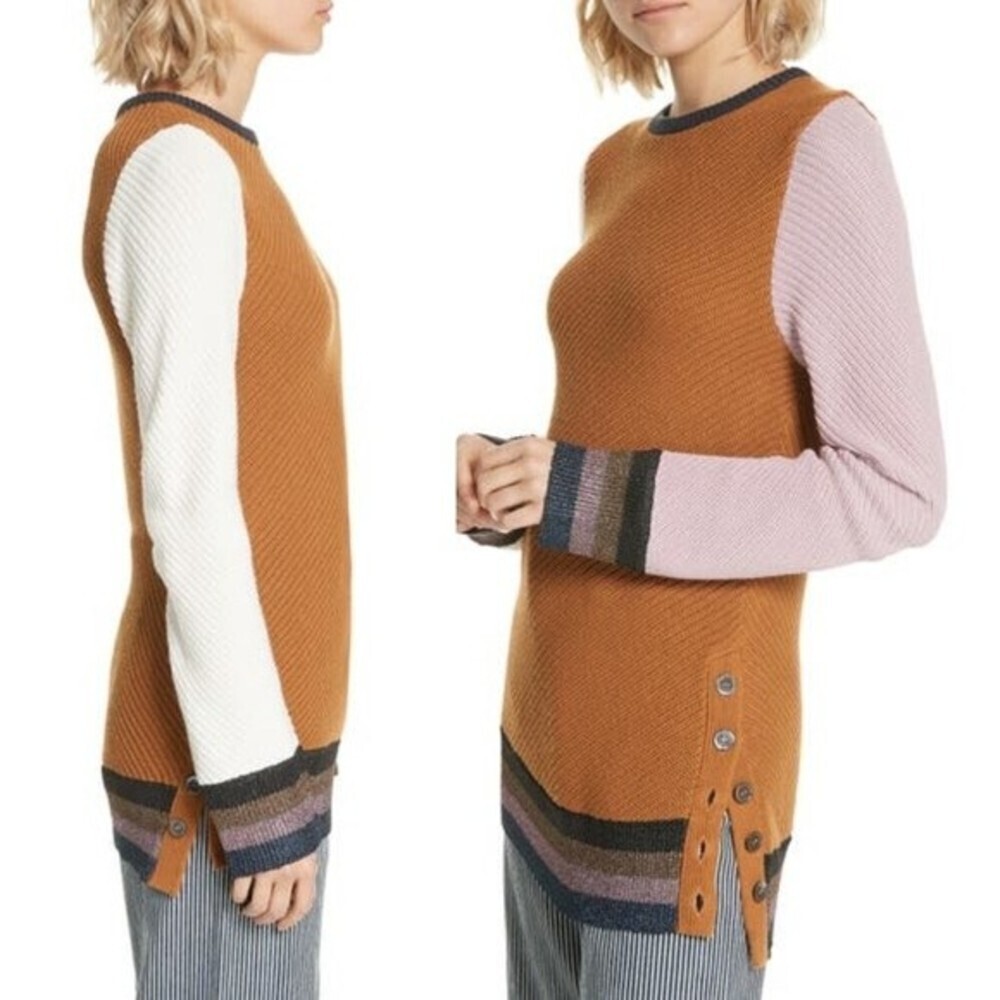 APIECE APART Almeria Button Hem Colorblock Sweater - Picture 3 of 12